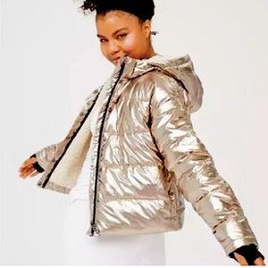 New Aerie Offline Sherpa Offline Metallic Puffer jacket